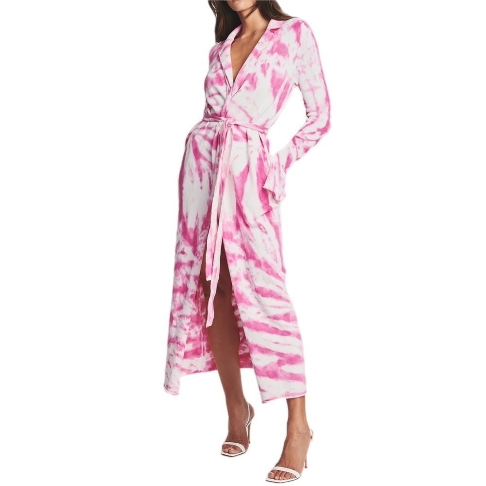 SER.O.YA Women’s Gloria Duster Length Cardigan in Pink & White Swirl Size XS
